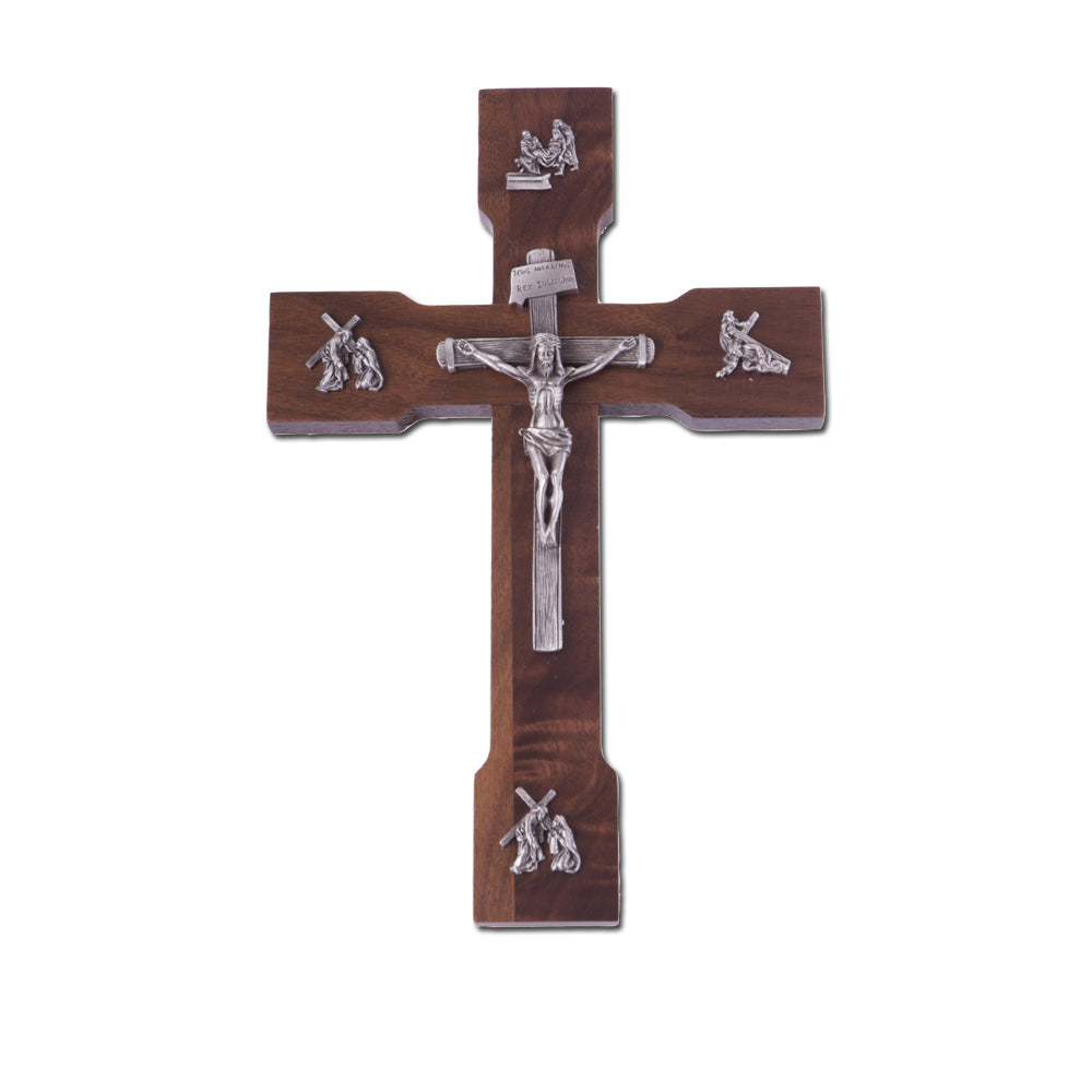 10" Walnut Passion of the Christ Crucifix, Style JC8846E