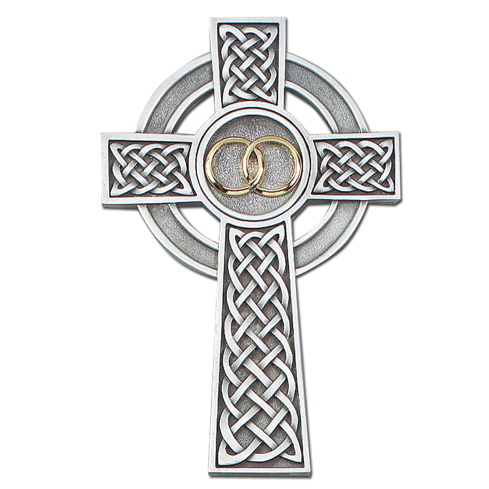 8" Fine Pewter Knotted Celtic Wedding Cross, Style JC9275E