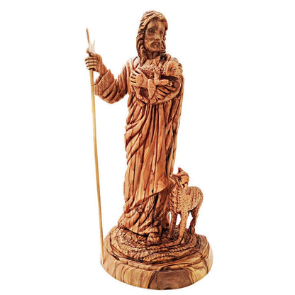 13.3” Olive Wood Good Shepherd Statue