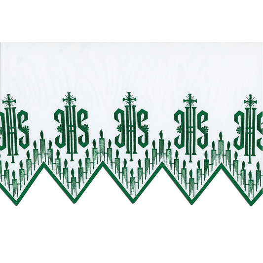 Green Silk Embroidered Altar Cloth - Design BV1408GR