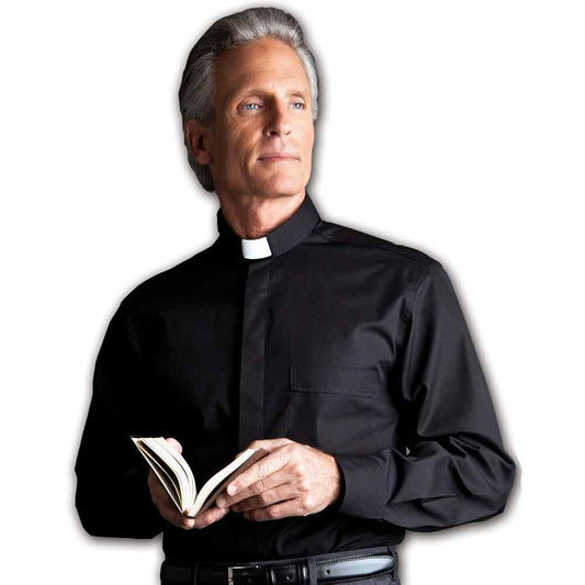 Desta Clergy Tunnel Collar Shirts 100% 'Fil-a-Fil' Cotton Short Sleeve