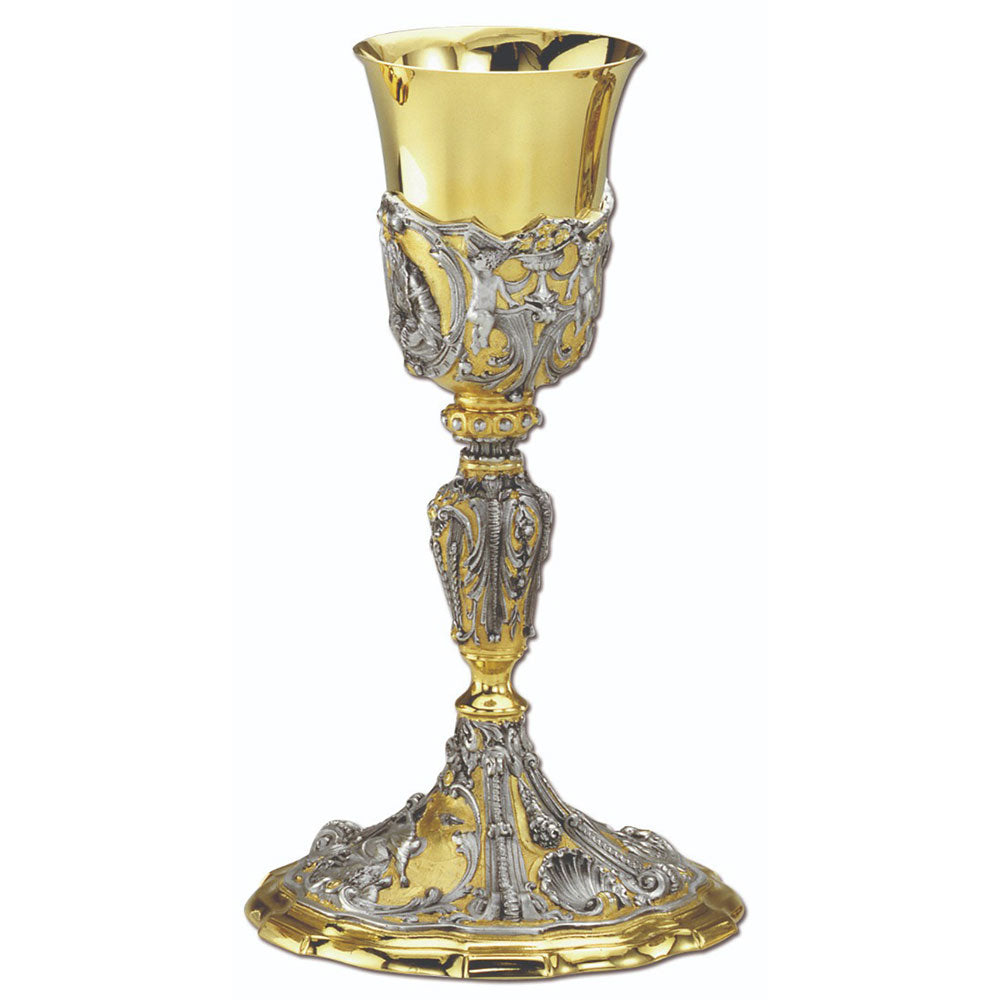 10" Ornate Two Tone Silver & Gold Plated Chalice