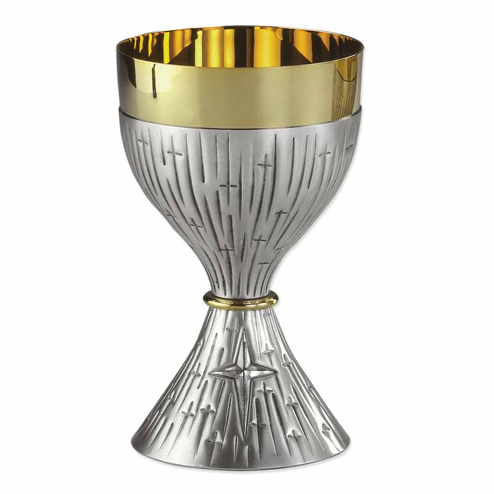 6 1/2" High All Over Cross Brass Chalice
