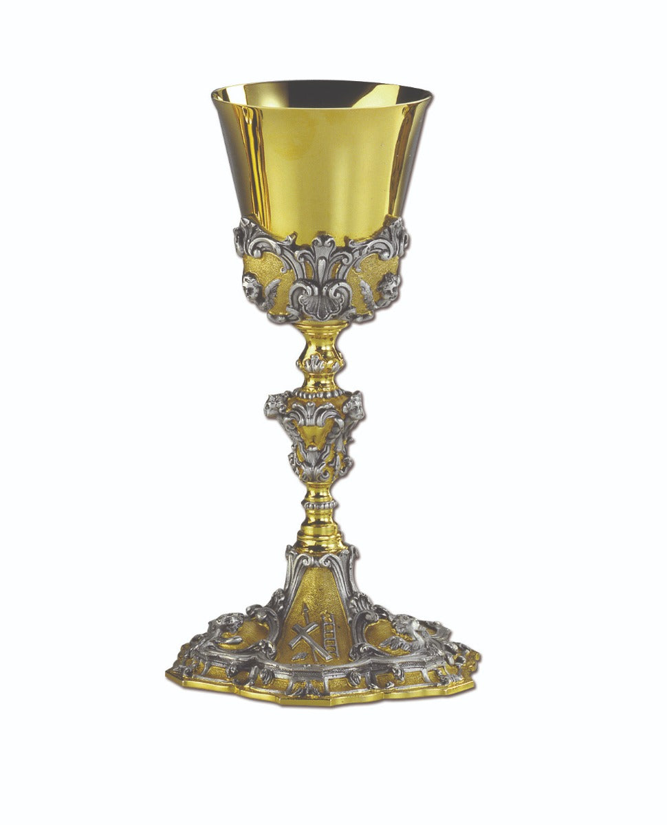 9 1/4" Ornate Two Tone Silver & Gold Plated Chalice