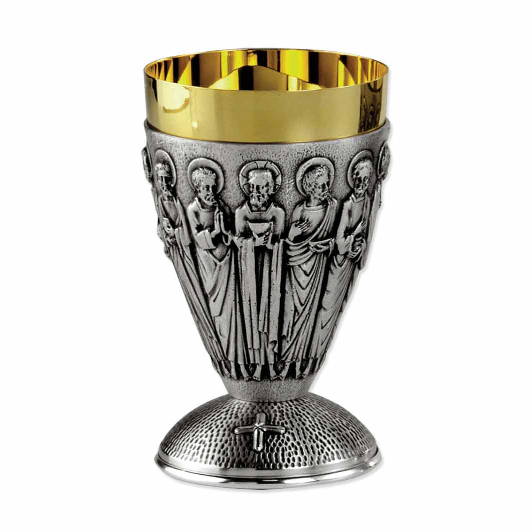 6" High Brass Chalice Featuring The Twelve Apostles