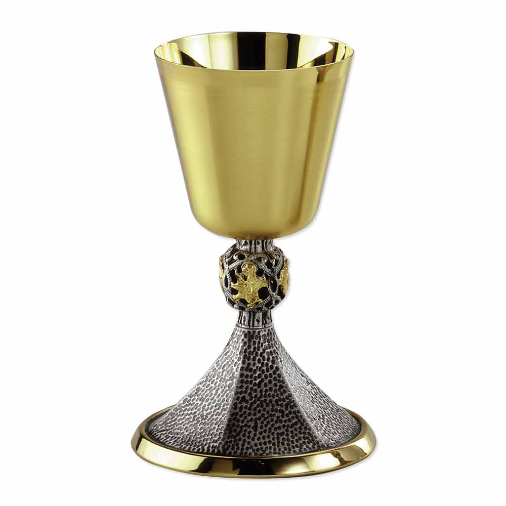 7 3/4" Hammered Textured Two Tone Chalice