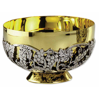3 1/4" Grape Vine Design Two Tone Silver & Gold Open Ciborium