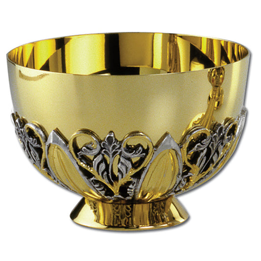 3 1/8" Hand Chiselled Two Tone Silver & Gold Plated Open Ciborium
