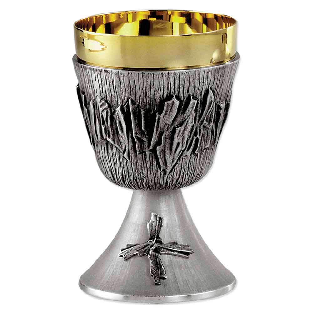 6 1/2" High Heavily Textured Brass Chalice