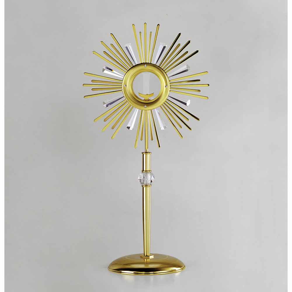 28 2/3" Gold Plated Monstrance with Swarovski Crystal Accents