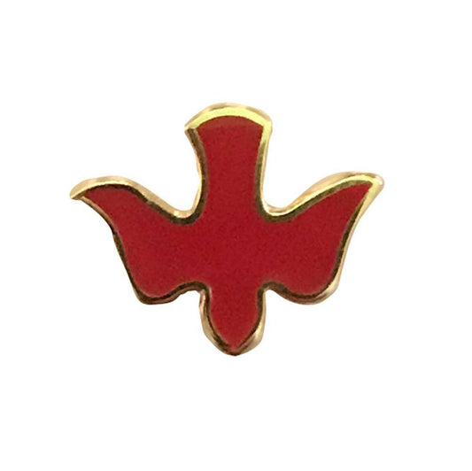 Holy Spirit Dove Lapel Pin - Gold Plated with Red Enamel 1/2" High, Pack of 10