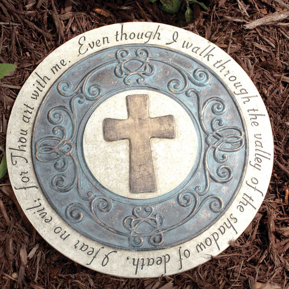Garden Stone Plaque with Cross