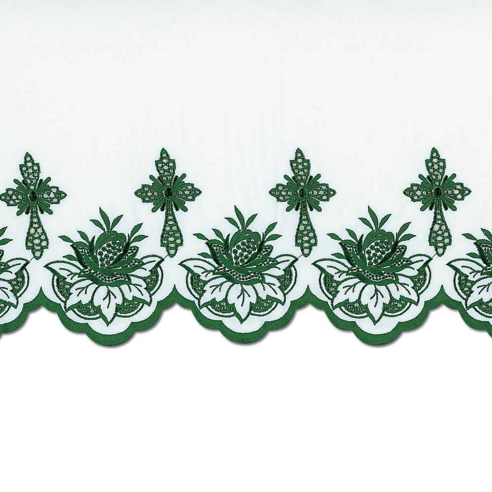 Green Silk Embroidered Altar Cloth - Design  BV1108GR