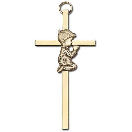 Praying Boy 6" Metal Wall Cross 4660