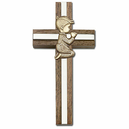 Praying Boy 4" Wood Cross 5012