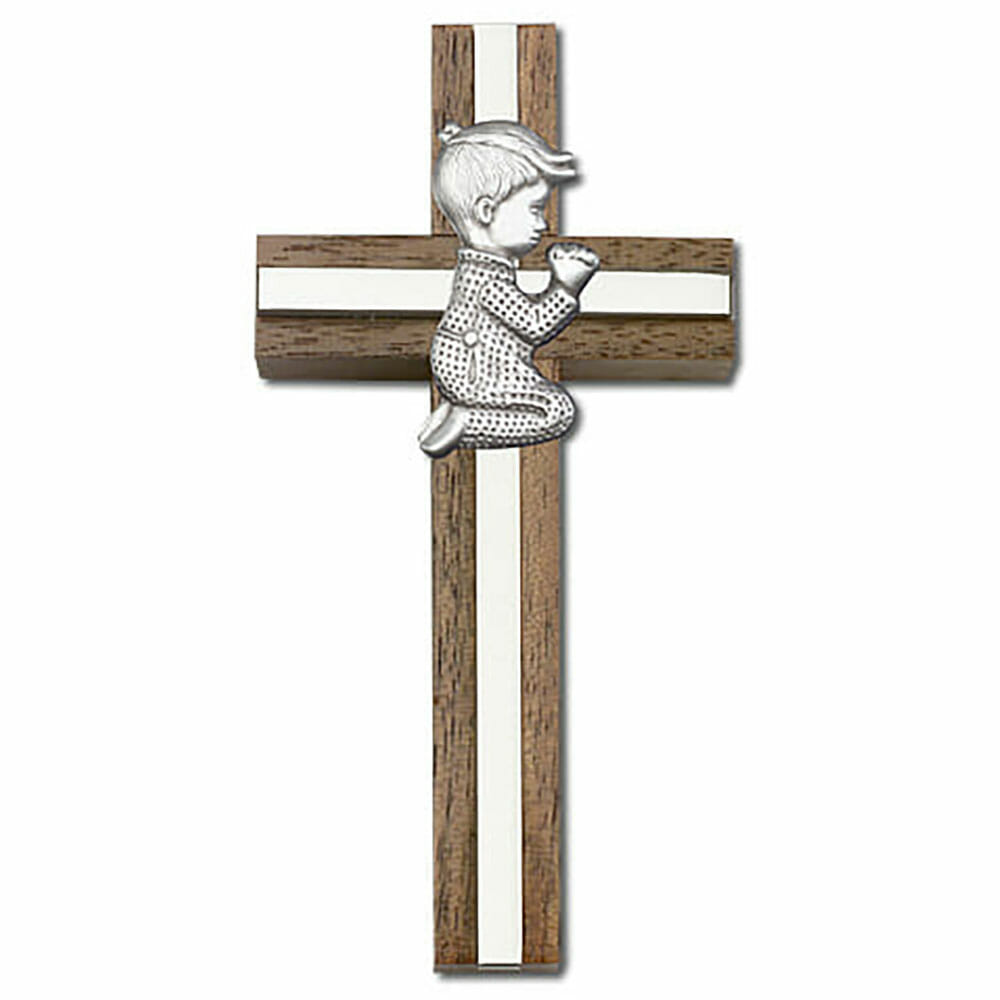 Praying Boy 4" Wood Cross 5012