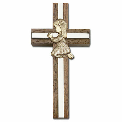 Praying Girl 6" Wood Cross 5070