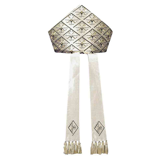 Lurex Silver Embroidered Mitre - PBM24A
