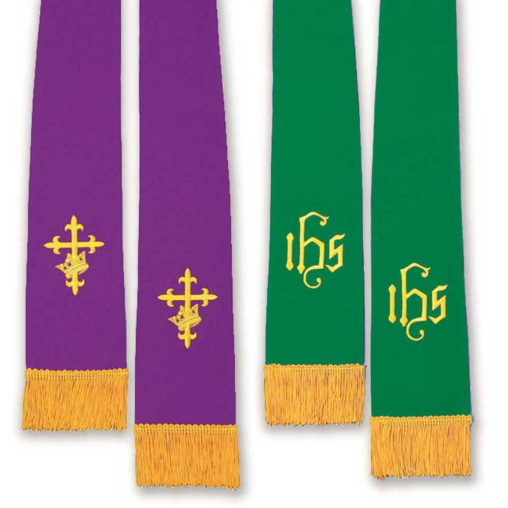 Set of Two Reversible Stoles in Purple/Green & White/Red