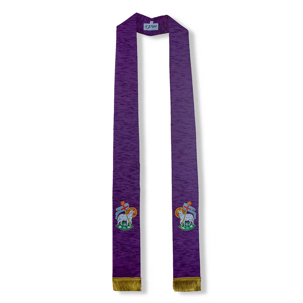 Purple Overlay Stole With Lamb Of God Design