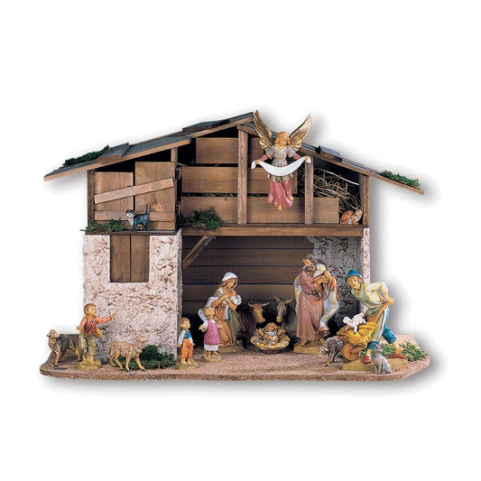 16 Piece Nativity Figure Set with Stable, Style RN625L