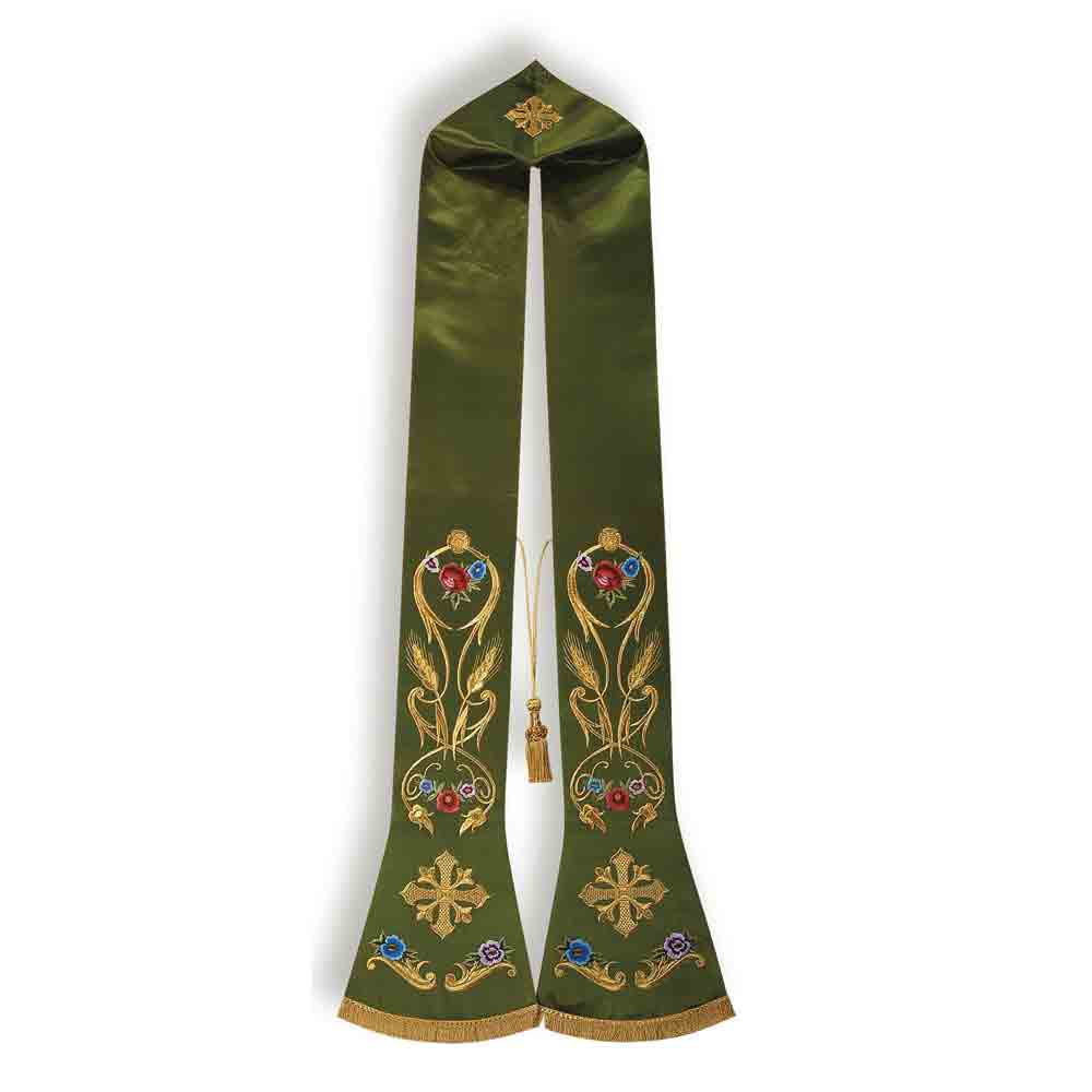 Pure Wool Green Embroidered Stole