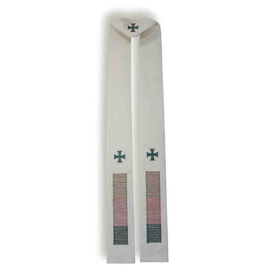 Pure Wool White Overlay Stole - PBS23