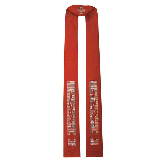 Pure Wool Red Overlay Stole - PBS28