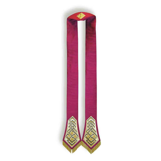 Pure Silk Cerise & Gold Overlay Stole - PBSB136