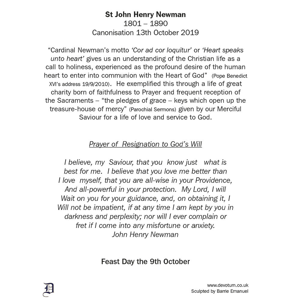 St John Henry Newman Plaque