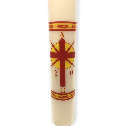 Cross with Radiant Sun and Fish Paschal Candle
