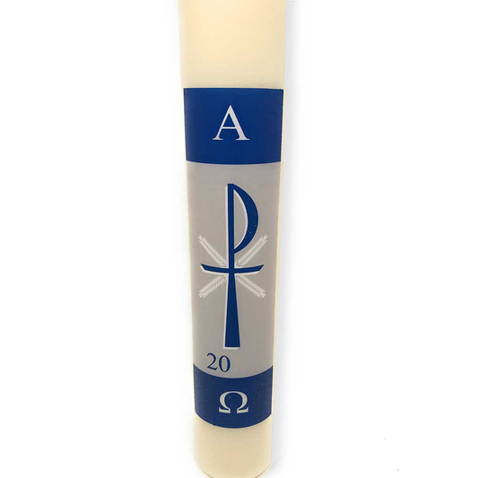 Blue Chi-Rho Paschal Candle