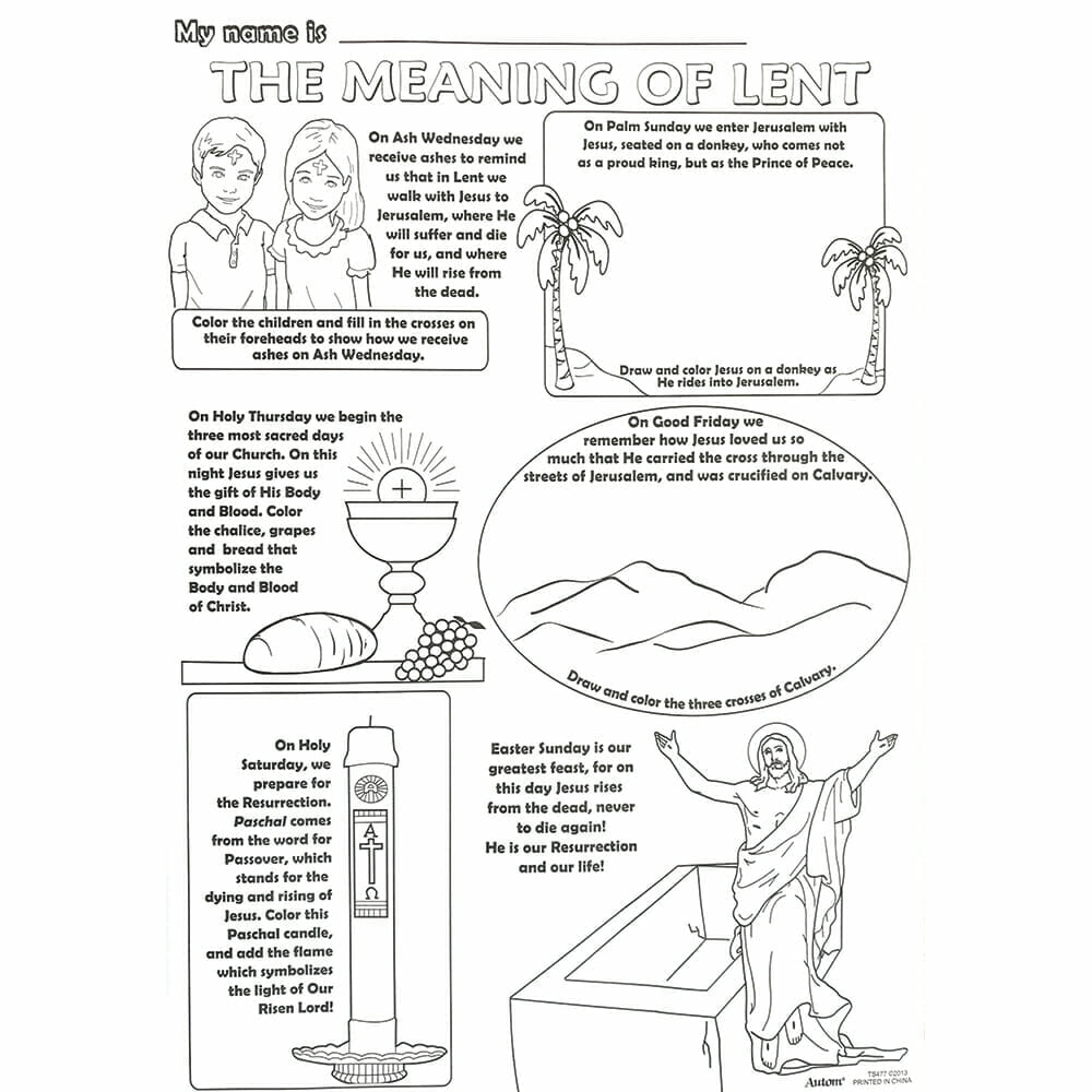 Colour Your Own Lent/Easter Posters 'The Meaning of Lent' Individual Pk 1