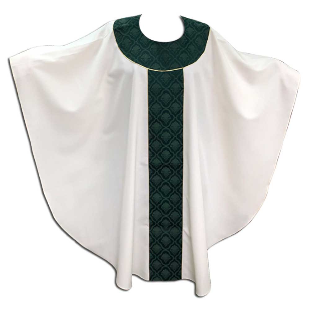 Off White Chasuble with Hunter Green Orphrey