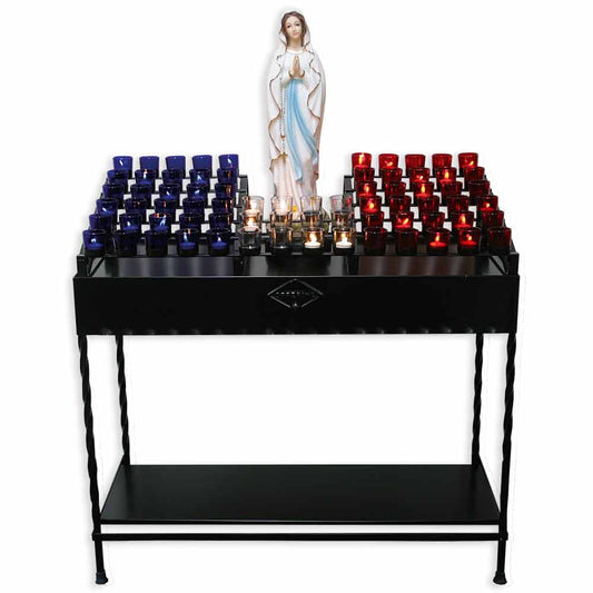 Votive Stand with Statue - Black or Brushed Silver